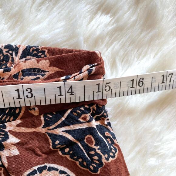 Primark Boho Floral Brown Wide Leg Casual Pants 10 - Picture 7 of 9